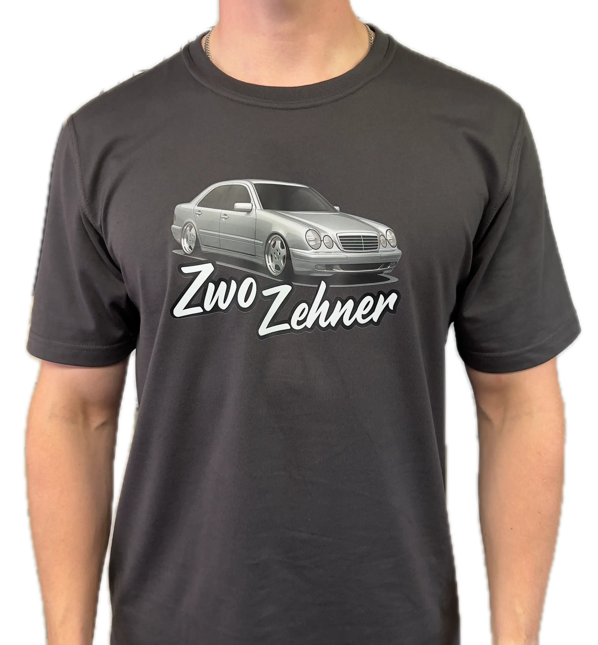 Mercedes W210 T-Shirt "Zwo Zehner Silber"